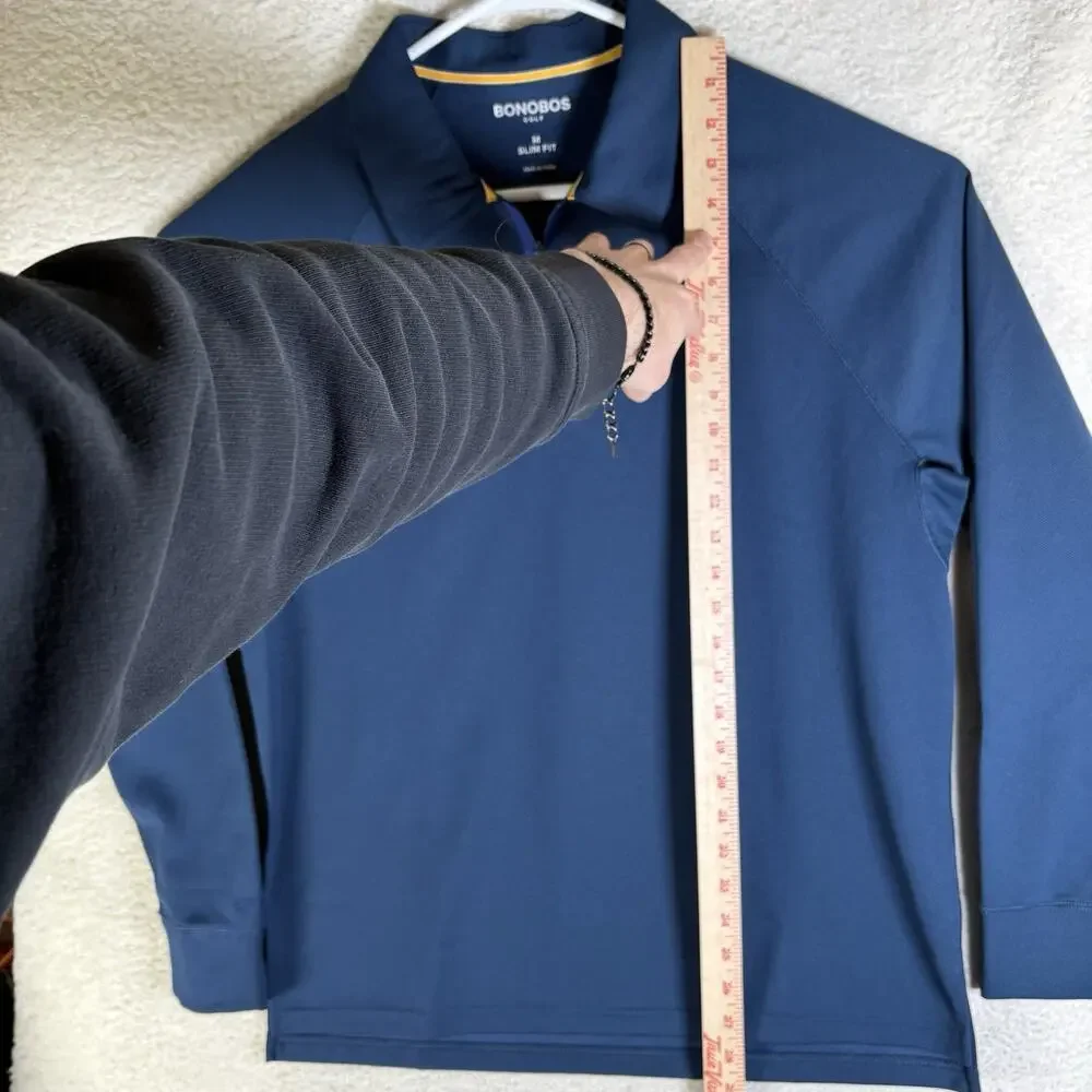 Bonobos Golf 1/4 Zip Pullover Mens Medium Blue Slim Fit Performance Stretch